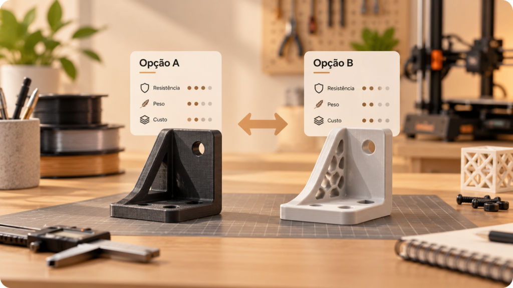 Comparativo de Suportes 3D no ateliê